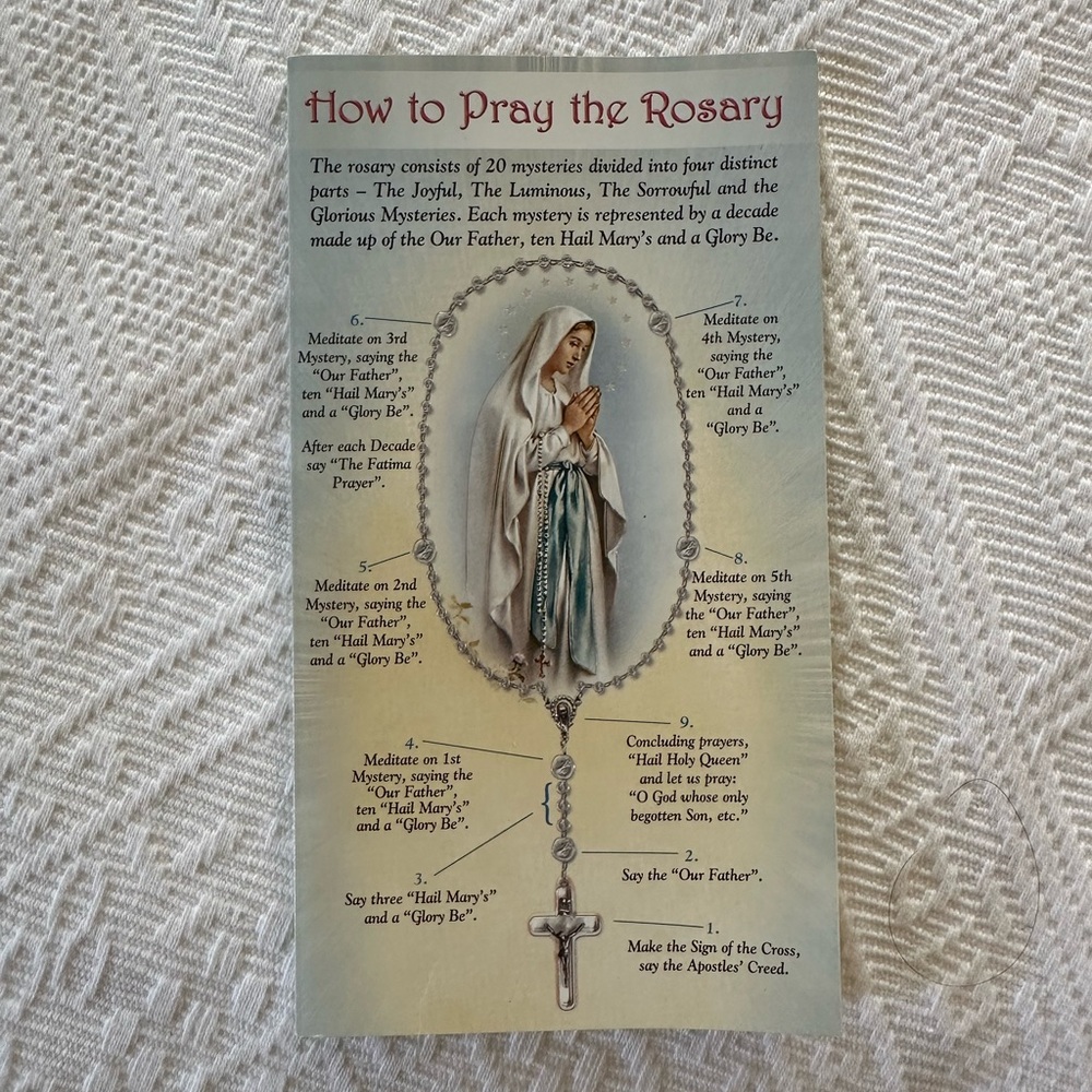 How to Pray the Rosary Wall Plaque - White/Blue